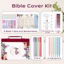 XKDOUS 24 Pcs Bible Cover Case for Women, Bible Bag with Study Supplies, Large Carrying Case with Handle, Bible Tabs, Bookmarks, Mothers Day Christian Gifts for Mom Women