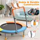 Premium 3FT Foldable Toddler Trampoline for Kids Ages 3-6, 36 Inch ASTM Certified Mini Trampoline with Adjustable Handle, 100 lbs Capacity, Quiet Elastic Bands, Safe for Indoor Outdoor Use