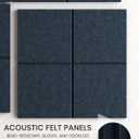 Bumusty Large Felt Bulletin Board, 36" x 24" Cork Board Alternative, 6-Pack Wall Tiles with 4-Compartment Design, 30 Push Pins, 40 Adhesive Tabs, Ideal for Office & Home Decor, Navy Blue