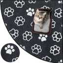 Drydiet Corner Cat Litter Trapping Mat Water Resistant Cute Paw Pattern Corner Litter Mat, 29" x 29" Gray Traps Mess from Box Protects Floors Machine Washable Urine Proof Soft on Kitty Paws Absorbent