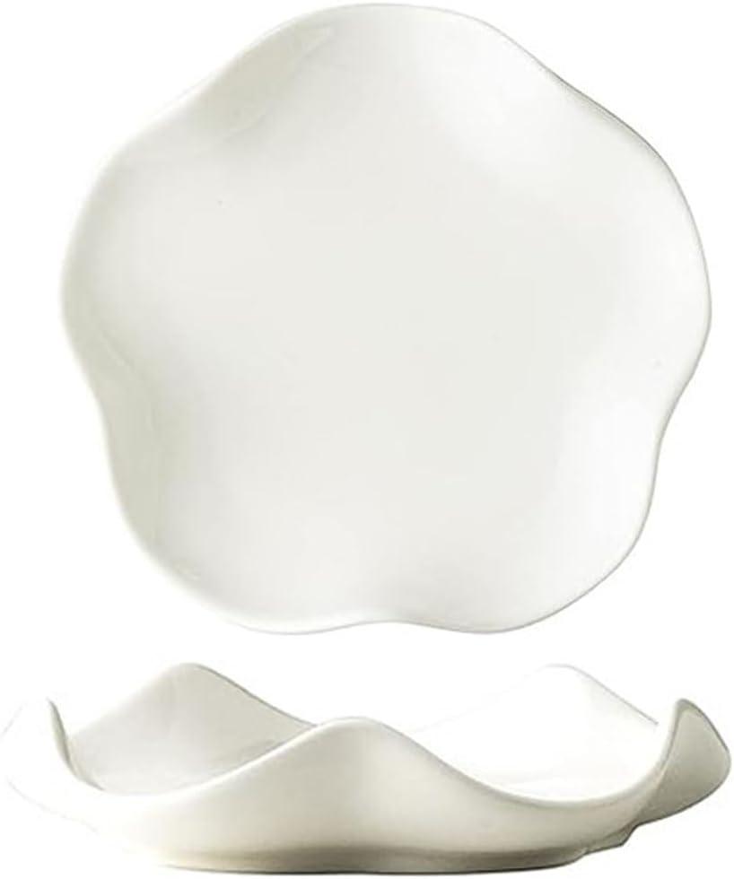 2Pcs Ceramic Spoon Rest Ladle Rest Wavy Edge Ceramic Coffee Spoon Rest Tray Teaspoon Soup Spoon Holder Kitchen Utensil Rest for Restaurant Home Party Use, White