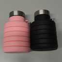 Collapsible Water Bottles,16oz Capacity Portable Reusable Silicone Water Bottle,Leak-proof,with buckle,foldable storage,Lightweight Durable for Fitness,Cycling,Sports,Camping,Hiking (Black+Pink)