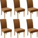 Smiry Velvet Stretch Dining Room Chair Covers Set of 6, Soft Removable Washable Chair Slipcovers Kitchen Parsons Chair Protector, Camel