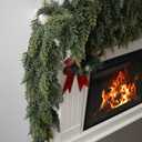 Christmas Cedar Garland Artificial Realistic Real Touch Soft and Thickness Greenery Faux Cedar Pine Garlands for Home Fireplace Table Mantel Indoor Outdoor Holiday Party Xmas Winter Decoration9FT