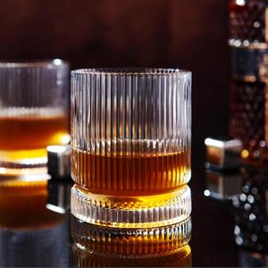 Ribbed Whiskey Glasses Set of 3, 12 Oz Lead-Free Crystal Heavy Base Barware Glass, Perfect for Bourbon Rocks Cocktail Scotch Drinking