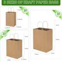 Toovip 90 Pack Plain Brown Kraft Paper Bags with Handles Bulk, Multiple 3 Assorted Sizes Gift Bags for Favors Grocery Retail Party Birthday Shopping Business Goody Craft Merchandise Take Out Sacks