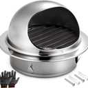 4 Inchapproximately 10.2 cmQuality 304 Stainless Steel Wall Air Vent Hood with Louver & Mesh - Ideal for HVAC, Dryers & Industrial Use