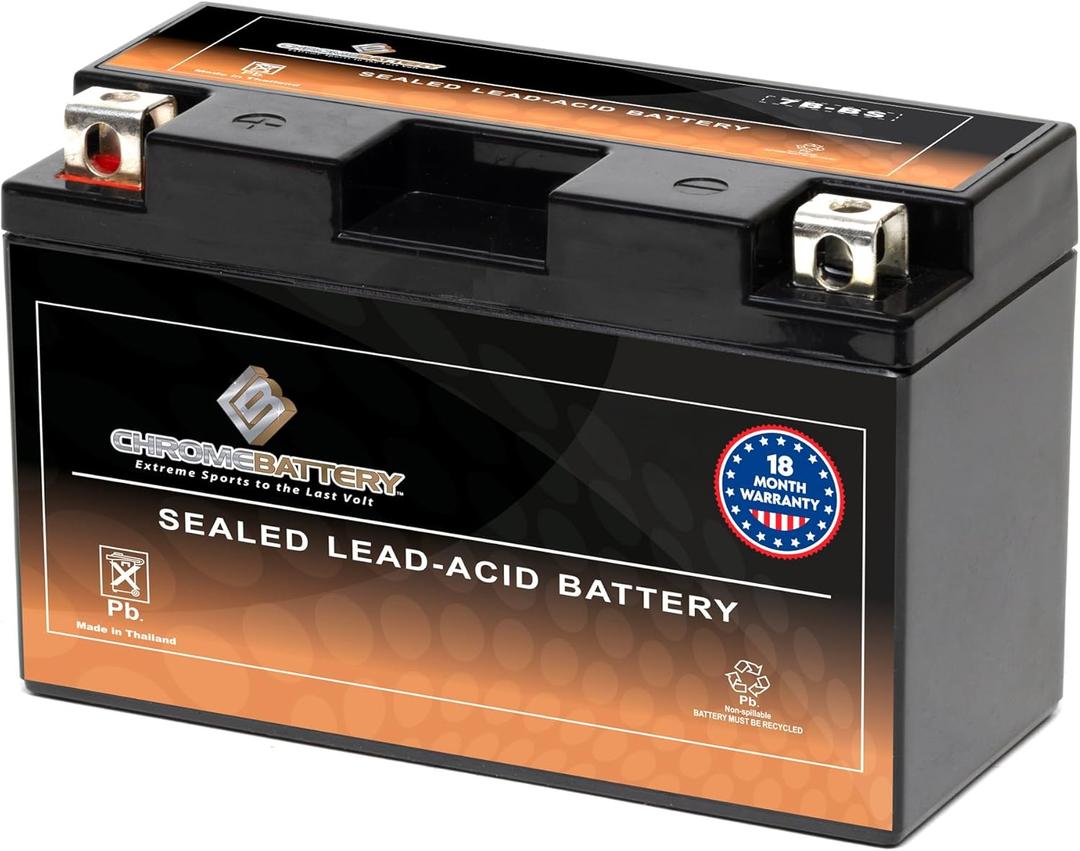 CB CHROMEBATTERY YT7B-BS 12V 110 CCA AGM  Maintenance-Free Battery for ATV, Motorcycle, Scooter, Jet Ski  7 Ah T3 Nut & Bolt  Fits Yamaha Raptor 250, Honda CRF150, Polaris Outlaw & More