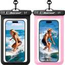 Hiearcool Universal Waterproof Case, Waterproof Phone Pouch Compatible for iPhone 17 16 15 14 13 Pro Max XS Plus Samsung Galaxy S22 Cellphone Up to 8.3", IPX8 Cellphone Beach Bag for Travel - 2 Pack (Black & Pink)