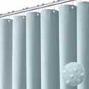 Dynamene Fog Blue Fabric Shower Curtain for Bathroom- Waffle Weave Textured Heavy Duty Cloth , 256GSM Hotel Luxury Weighted Bath Curtain Set with 12 Plastic Hooks, 72x72, Fog Blue