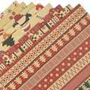 AILAMIDO Christmas Wrapping Gift Paper, 8 Sheets with 32.8ft Jute String, 1 Roll Adhesive Tape and 8 Unique Tags, Kraft Paper for Christmas, 50x70cm