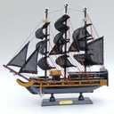 Wooden Sailboat, Ocean Themed Mediterranean Model, Sailing Craft Decoration (Black Gold)