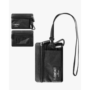 T.CONTACT Slim RFID Blocking Zippered Lanyard Wallet - Compact ID Holder & Coin Purse for Men, Women, and Kids - Lightweight Keychain Card Case with 2 Zippered Pockets & ID Window(black, 1.0)