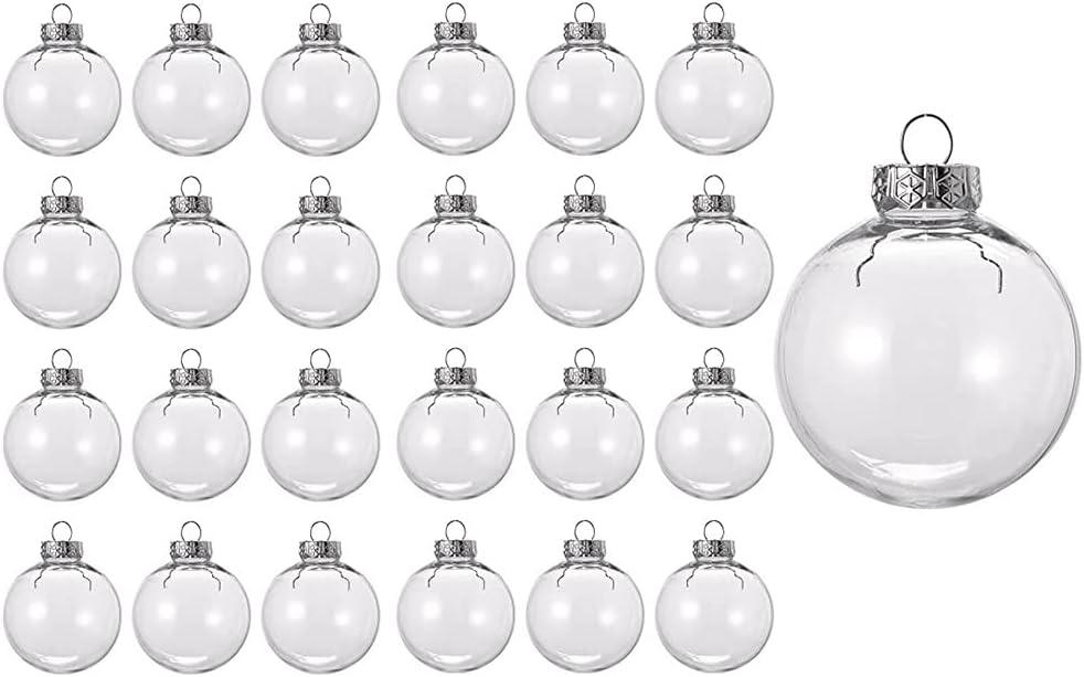 24PCS Clear Plastic Fillable Christmas Balls 8cm DIY Xmas Tree Ornament Decoration Arts Crafts