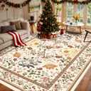 IWRJFQWR Washable Rugs 6x9 Non Slip Area Rug - Large Boho Floral Carpet for Living Room Bedroom Dining Room Kids Playroom Home Decor Carpet - Brown