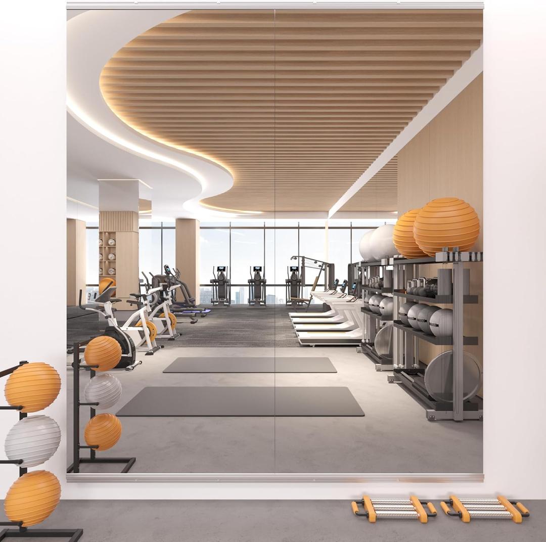 Home Gym Mirror,67''x24''(Each)-2PCS Large Frameless Full Body Wall Mirror Length Tempered Glass Mirror Wall-Mounted Mirror for Gym,Yoga,Bedroom,Bathroom,Exercise Room