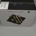 Supernal 60 Pack Gold Silverware, Rolled, Pre Wrapped with Black Napkins, Heavy Duty Plastic Cutlery, Forks and Spoons