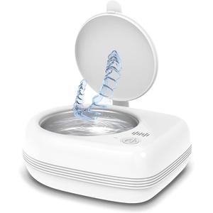 Rechargeable Ultrasonic Retainer Cleaner Machine | 50kHz 1.9 inch Ultra-Thin Portable | Night Guard Aligners Jewelry |6pcs Cleaner Tablets Included | Quick & Deep Clean Modes | FSA HSA Approved, White