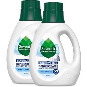 Seventh Generation Concentrated Laundry Detergent Liquid Free & Clear Fragrance Free 40 Fl Oz (Pack of 2)