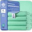 Accompagner Incontinence Bed Pads Washable Waterproof, Ultra-Absorbent Reusable Underpads for Diaper Changing, Nursing, Bedridden, Adults, Seniors, Kids and Dogs (Green, 24"x24"(Pack of 4))