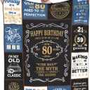 80th Birthday Gifts for Men, 1946 80 Year Old Blanket 50"x60", Retirement Christmas Fathers Day Birthday Gifts for Him Dad Papa Grandpa Husband Uncle
