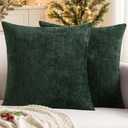 MIULEE Pack of 2 Christmas Green Couch Throw Pillow Covers 20x20 Inch Modern Boho Accent Decorative Pillow Covers Soft Chenille Farmhouse Cushion Covers for Home Decor Bed Sofa Living Room