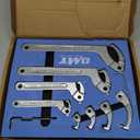 Orion Motor Tech 8pc Adjustable Pin Spanner Wrench Tool Set, Spanner Nut Wrench Tools with Changeable Heads for Pipes Heating Cars, Coilover Hook Wrenches for Suspension System, 3/4" to 6-1/10"