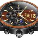 OLEVS Men Watch Blue Gold Analog Quartz Stainless Steel Waterproof Luminous Date Luxury Casual Watch