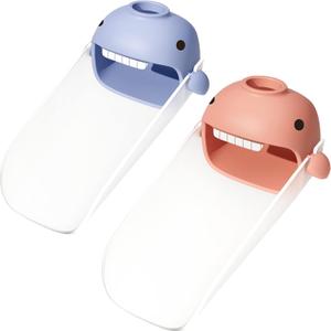 Faucet Extender for Toddlers and Kids, fits Sink spout tub for Kitchen and Bathroom. Promotes Hand Washing, Hygiene Awareness Independence. Cartoon Design w/Universal fits(Blue, Pink, 2PCS)