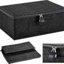 Discreet Lockable Toy Bag Storage Organizer Toy Bag Storage Bins Case with Zipper Lid for Women and Men Clothes Container(Black,15 x 10 x 6.3 Inch)