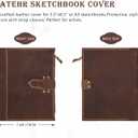 Leather Sketchbook Cover for A5/5.5"x8.5" sketch pads - Handmade Genuine Leather Artist Case with Pencil Holder & Zipper Pocket, Professional Drawing Supplies (Brown, 5.5"x8.5")