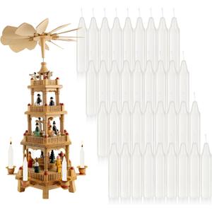 Nuanchu 36 Pcs Christmas Tree Candles for Pyramids 4 x 0.8 Inches Traditional Christmas Wax Candles for Xmas Tree Holiday Seasonal Celebration Decoration (White)