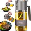 Oil Sprayer for Cooking, 2025 Large Advanced Olive Oil Dispenser Bottle,500ml/17oz Glass Olive Oil Sprayer,2 in 1 Even Spray with Portion Control for Kitchen, Air Fryer, Salad, BBQ - Gray