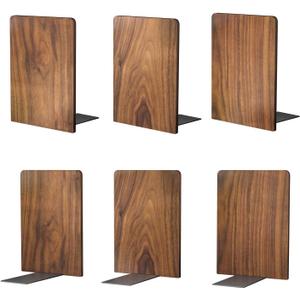 Large Bookend Hold Heavy Books- 7x4x5in 3 Pack Wood Bookends for Heavy Books Heavy Duty Walnut Book Ends for Men Wood Bookends for Office Desk Non-Skid