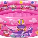 Big Summer 3 Rings Kiddie Pool, 48X12, Kids Swimming Pool, Inflatable Baby Ball Pit Pool, Small Infant Pool (Pink)
