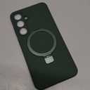 YEMORAN Designed for Samsung Galaxy S25 Plus 6.7'' with Magnetic Ring Stand[Compatible with Mag-Safe][Military-Grade Protection] Slim Liquid Silicone S25 Plus Phone Case for Men Wowen,Green