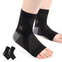 2 x Ankle Brace for Women & Men, Ankle Compression Sleeves for Plantar Fasciitis Relief, Ankle Support for Arthritis, Inflammation Relief, and Circulation(L) (Large) (Black, L)