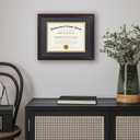 Americanflat 11x14 Diploma Frame - Use as 8.5x11 Certificate Frame or Display 11x14 Photo Without Mat - Legacy Collection - Beaded Mahogany Vintage Frames - Shatter-Resistant Glass - Blue and Gold Mat