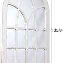 Farmhouse Large Arched Window Pane Mirror Wall Decor 36 x 24 inch, Hanging Rustic White Mirror Window, Decorative Cathedral Wall Mounted Wood Mirror for Living Room Bedroom