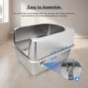 Stainless Steel Litter Box with Metal Lid and Scoop - Enclosed Metal Litter Box for Large Cats, Rust-Resistant, Odor-Control, Easy to Clean, Durable & Long-Lasting with Round Edge (L)
