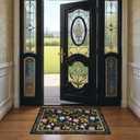 JINCHAN 8x10 Area Rug, Washable Floral Rug Non Slip Soft, Black