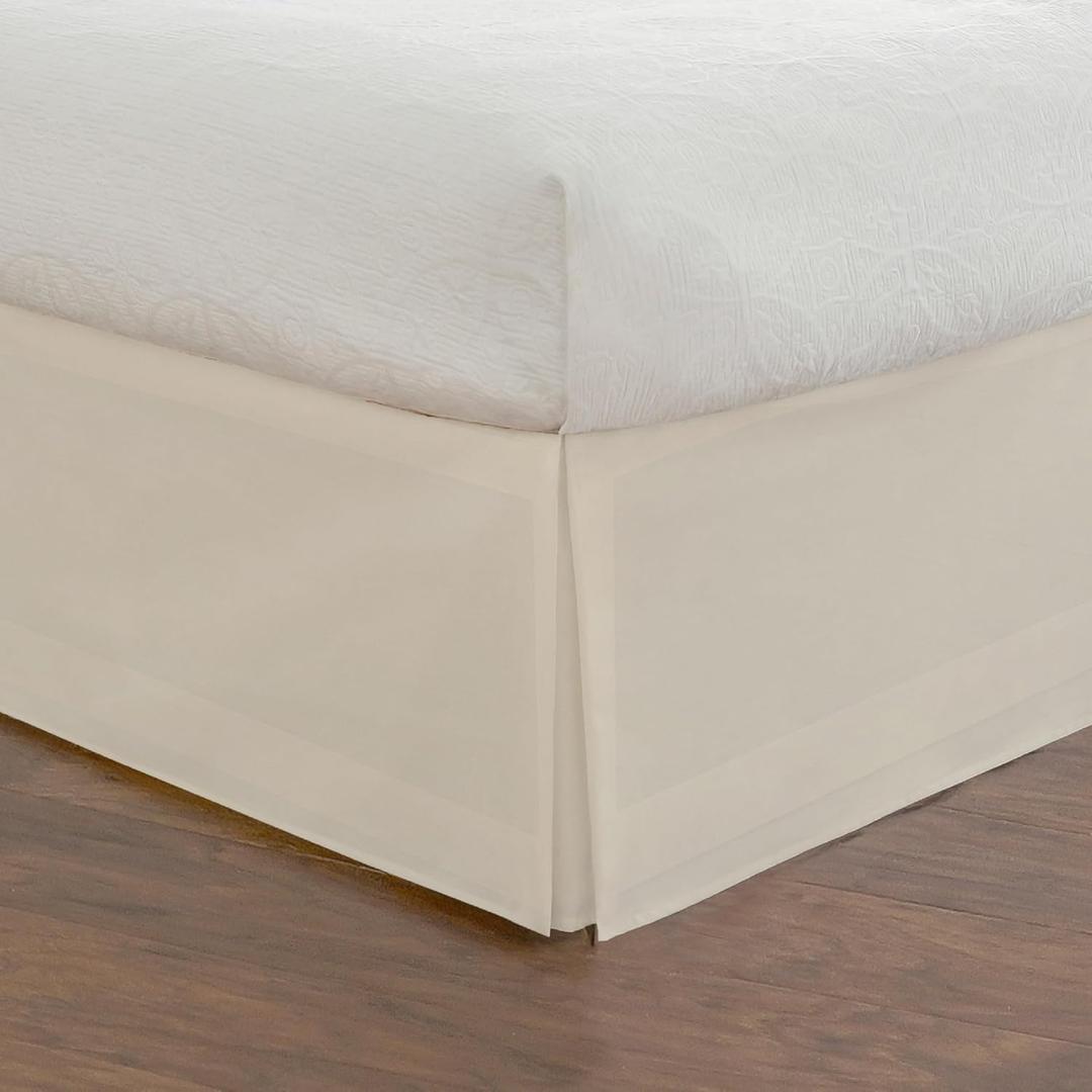 FRESH IDEAS Bedding Tailored Bedskirt, Classic 14 Drop Length, Pleated Styling, Queen, Ivory