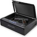 awesafe Gun Safe, Updated Biometric Gun Safes for Pistols, Quick Access Pistol Safe Fingerprint Handgun Safe with Keys and Keypad, Gun Lock Box for Home