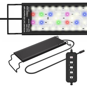 24/7 Mode LED Aquarium Light for 12-18 Inch Plant & Fish Tank, IP68 Full Spectrum Light, Sunrise-Daylight-Moonlight, White Red Green Blue Pink LEDs with Extendable Brackets for Freshwater