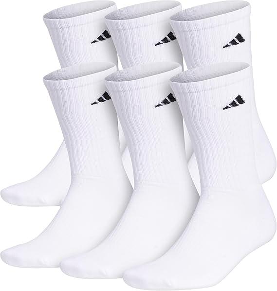 adidas Men's Athletic Cushioned 6-Pack Crew, Cushioned Crew Socks with Arch Compression for a Secure Fit