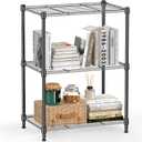 450 lbs Steel Storage Shelving 3-Tier Utility Shelving Unit Steel Organizer Wire Rack for Home,Kitchen,Office (11.8" D x 17.7" W x 26.3" H)  Grey