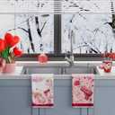 XCHI Love Hearts Cupid Rose Flower Valentine's Day Kitchen Towels Dish Towels 18x26 Inch Home Kitchen Decorations Hand Towels Set of 2 Drying Dishcloth