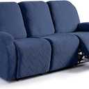 Ruaozz Recliner Sofa Covers Recliner Chair Covers Couch Covers for Reclining Couches with Pockets Washable Furniture Protector with Elastic Bottom (3 Seater, Dark Blue)