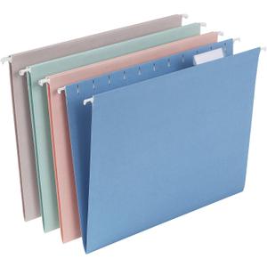 Pendaflex Hanging File Folders, 25 Pack, Letter Size (8.5" x 11"), Assorted Colors: Khaki, Peach, Light Blue, Light Green, 5 Tab Positions, Reinforced, Includes Tabs and Inserts, Durable Hanging Files