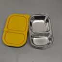 Cmonie 2-Compartment 14.5oz Stainless Steel Snack Containers, Reusable Snack Containers with Silicone Lids Food Storage Bento Box for Snacks, Fruits (3Pack-Yellow&Pink&Blue)